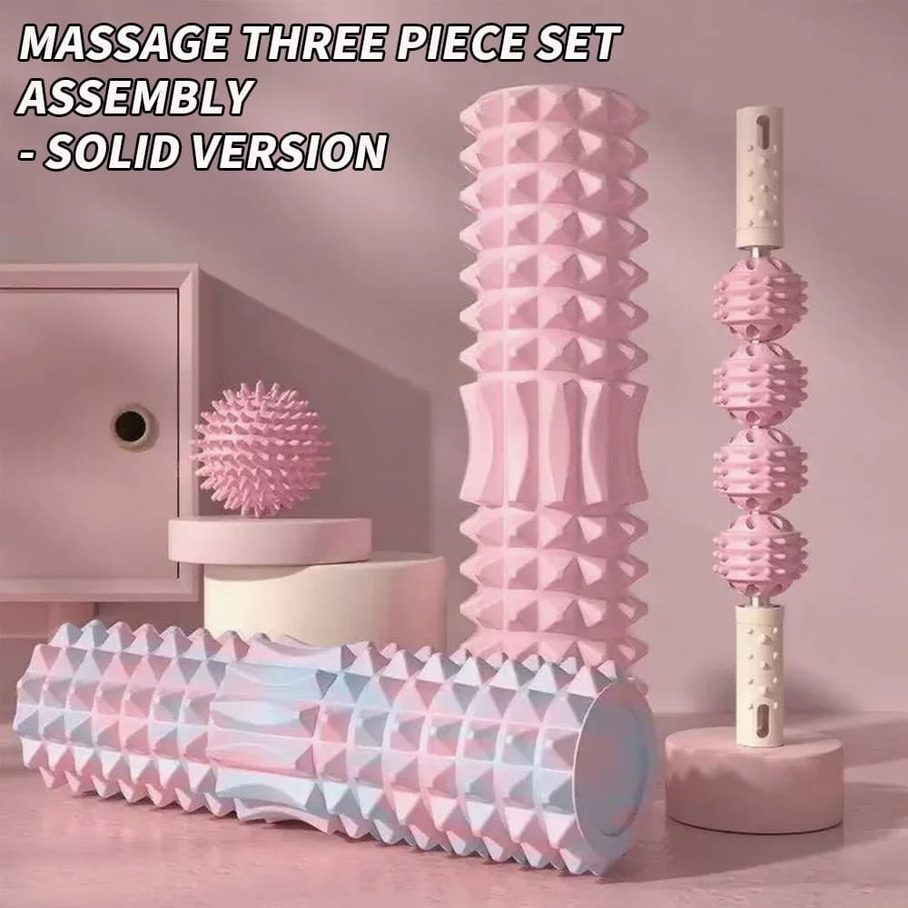 【3‑Piece Massage Set】Muscle Release Massage Ball, Massage Roller & Foam Roller Home Massage Kit Ideal Gift Choice