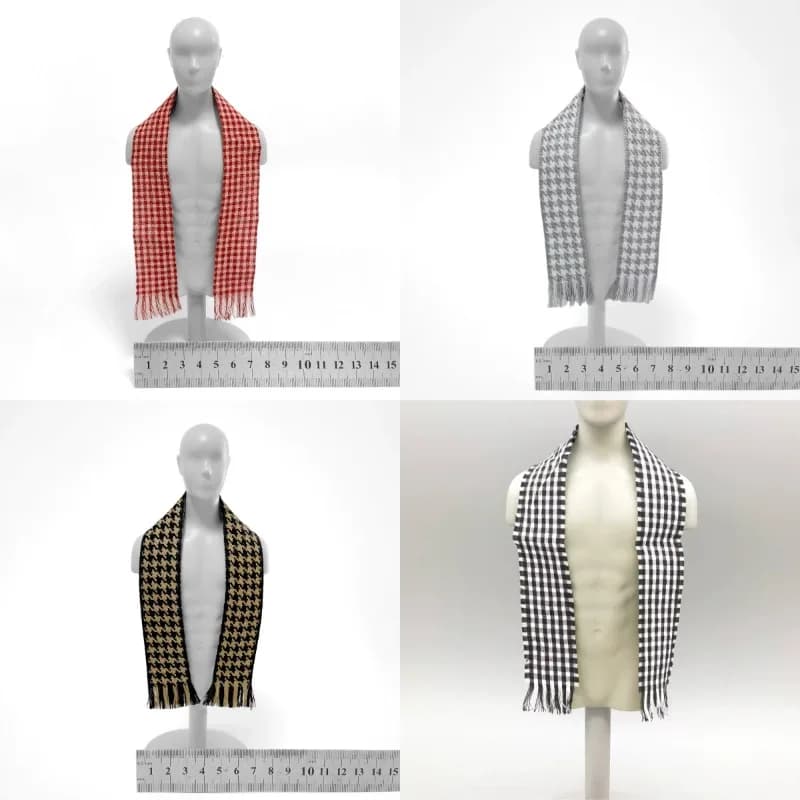 Sciarpe a Quadri Grigie/Nere/Bianche/Rosse/Marroni e Collane in Scala 1/6 per Modelli di Soldati Maschi/Femmine, Decorazioni per Action Figure da 12 Pollici