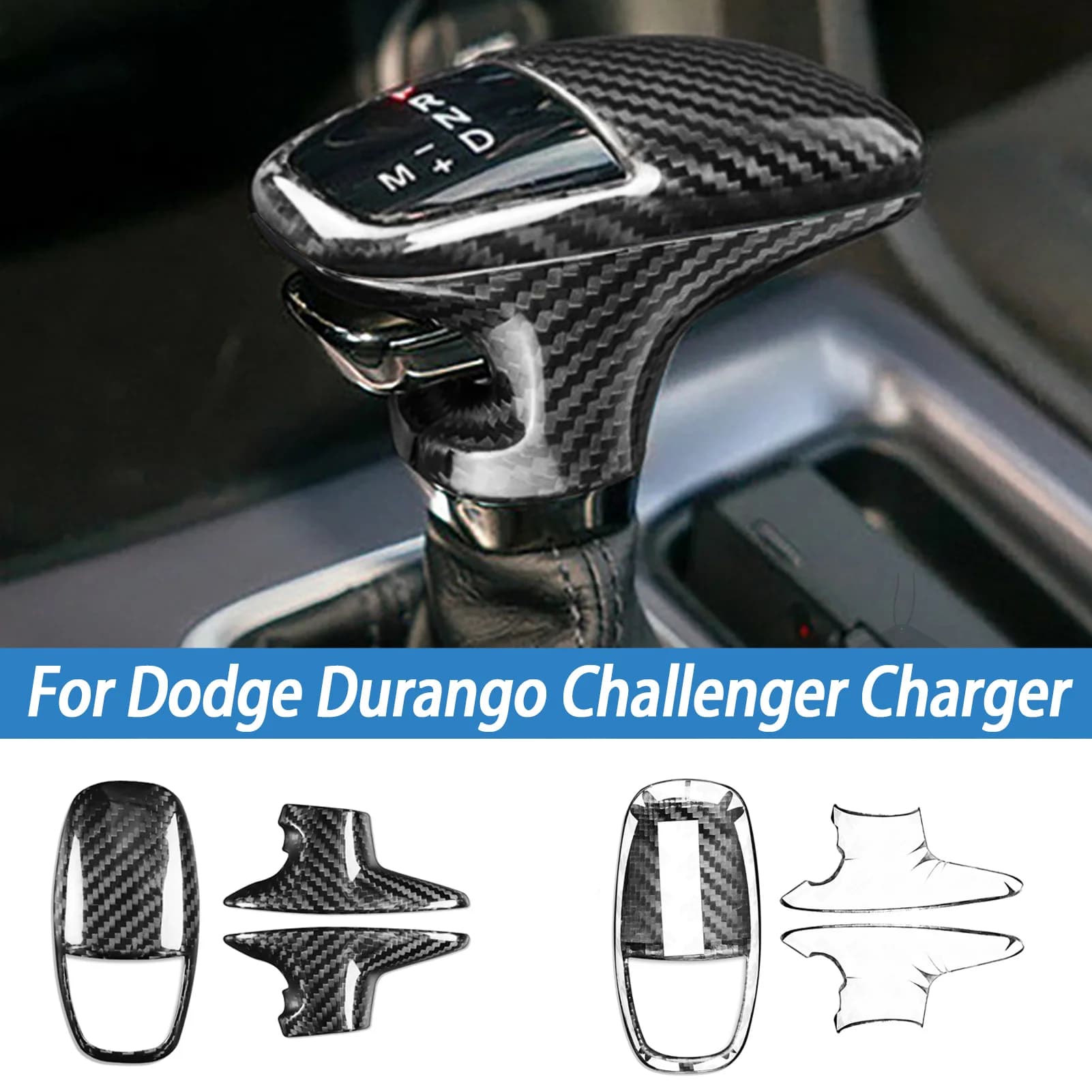 Real Carbon Fiber For Dodge Durango Challenger Charger 2015+ Interior Accessories Auto Gear Shaft Handle Cover Level Trim
