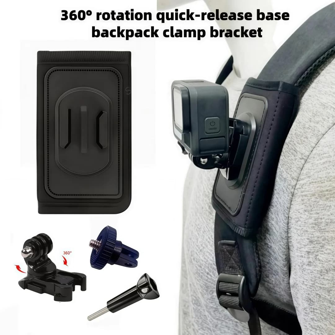 Nsta360 X5 Backpack Mount, Quick Release Base 360 ° Rotating Camera Clip Bracket, Strap Mount, Compatible with Insta360 X5/X4/X3/ One R/Go 2 and Gopro Hero 13 12 11 10 9 8 7 Action Cameras.