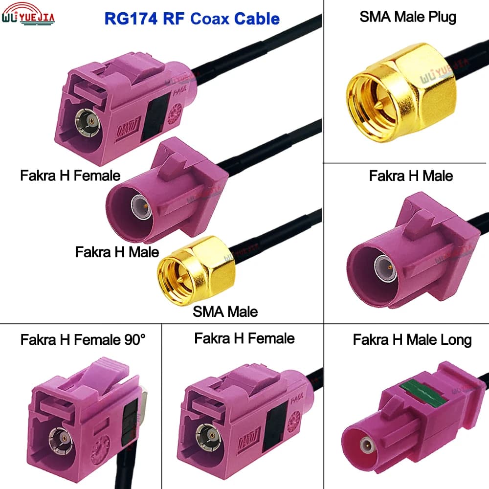 RG-174 Cavo SMA Spina Maschio A Fakra H Spina Maschio E Fakra H Femmina Martinetti Cavo Coassiale RF Antenna WIFI Estensione Ponticello Treccia