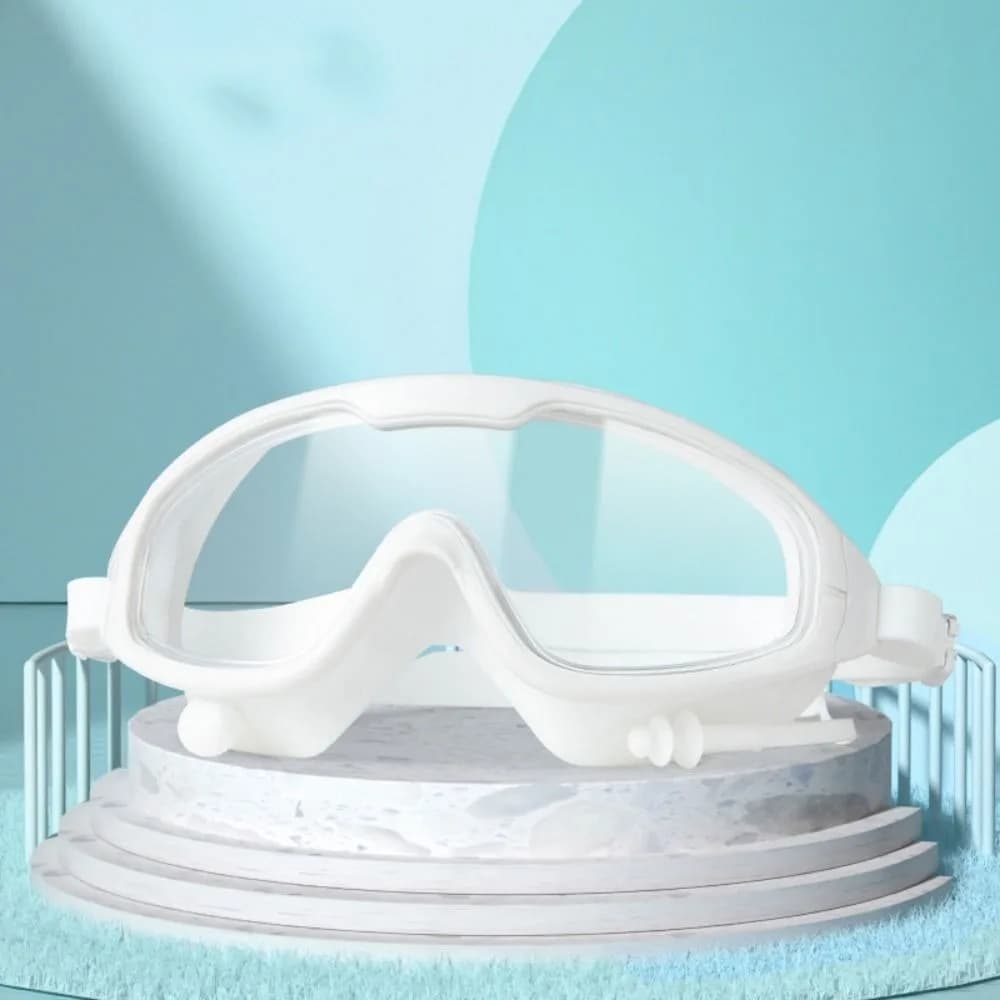 Big Frame Swimming Goggles Anti Fog with Earplugs Swimming Eyewear Adjustable Wide View Diving Eyewear Swimming Beginner