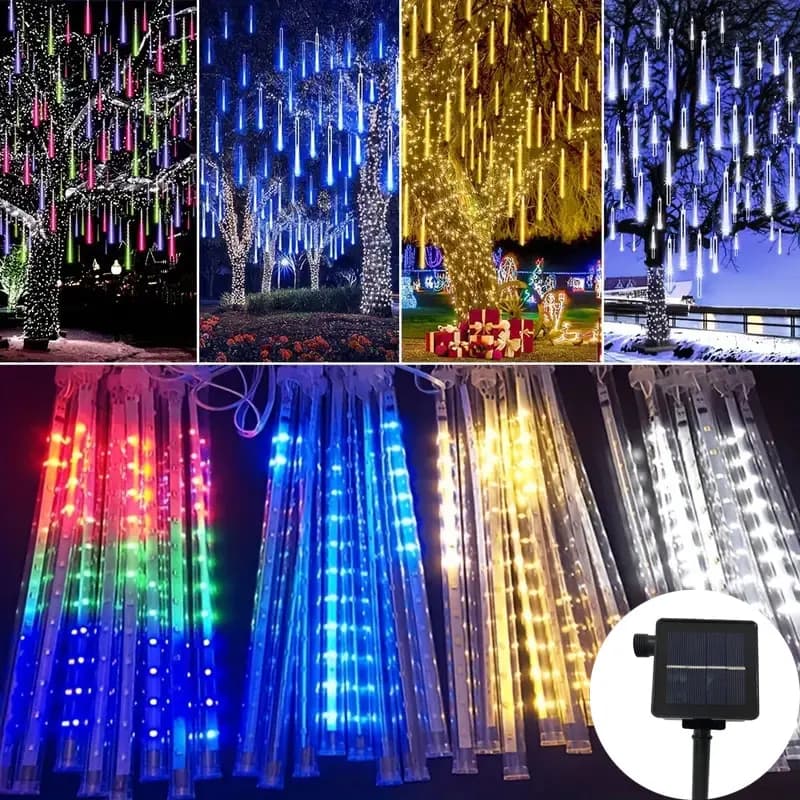 Luci a Cascata LED Solari per Decorazioni Natalizie, Matrimoni e Feste, Ghirlande Luminose da Esterno