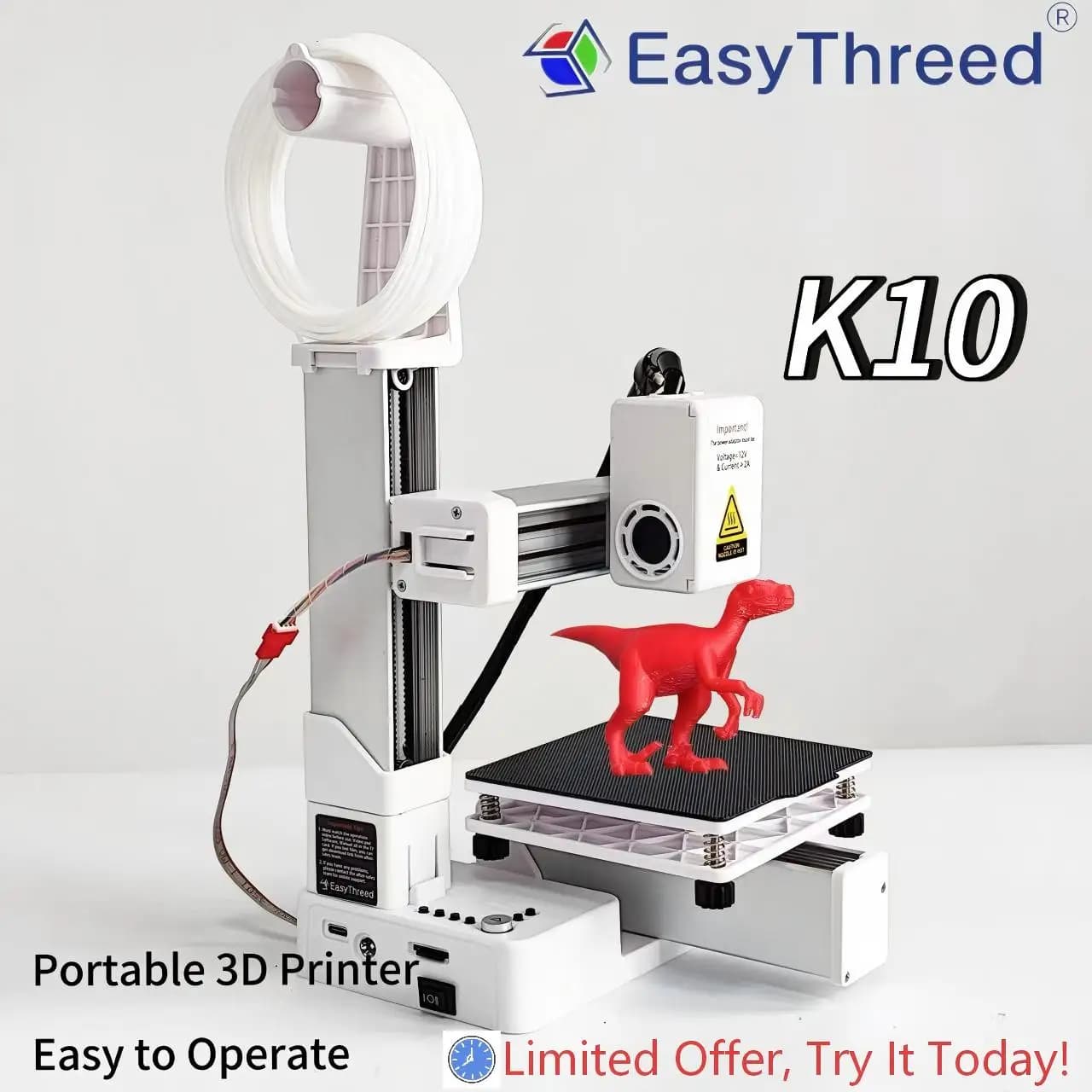 K10 Entry Level 3D Printer Mini Desktop Printing Machine Compatible with PLA TPU 1.75mm Filament Ideal for Kids Students Beginners DIY Printing Projects Compact Portable Design Easy to Operate Quiet Operation with One Key Printing Function Perfect for Hom
