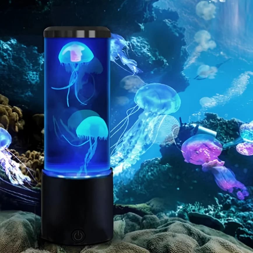 Lamp Meduse Aquarium Night Lights Ocean 7 Color LED Meduse atmosphere lights with four Home Bedroom Desktop Decorations Gif