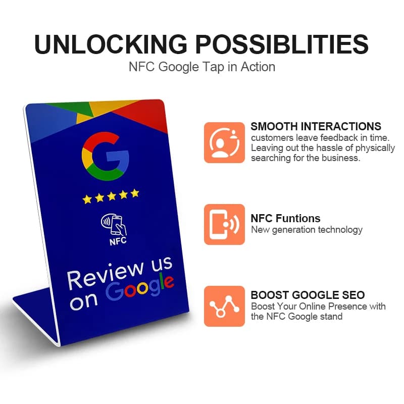 Recensioni di Google NFC di dimensioni sottili da 3 pezzi per recensioni di Google Schede di recensione per affari sociali Supporto NFC