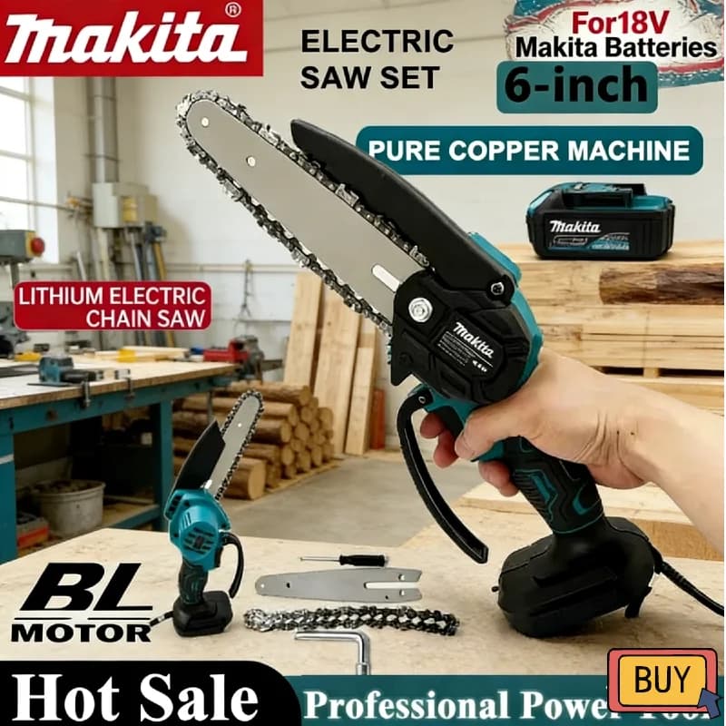 6-inch Makita Battery Electric Saw, Garden Power Saw, 18V Electric Tool Compatible for Wood Cutting and Timber Processing
