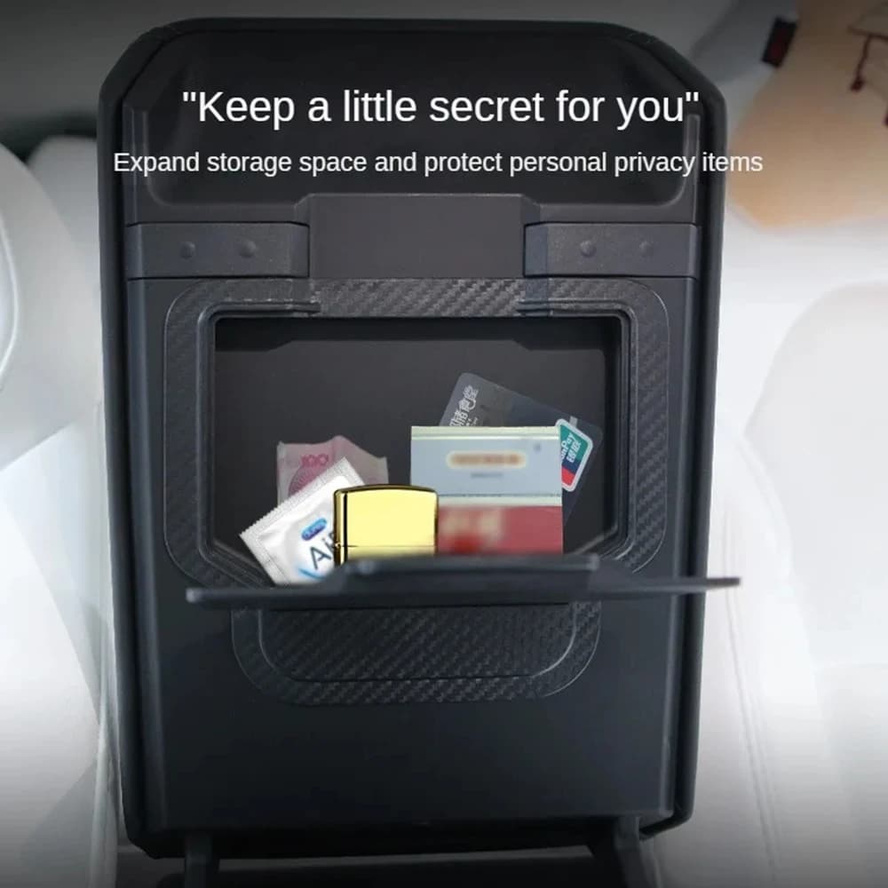 Scatola portaoggetti nascosta con bracciolo per Tesla Model Y Juniper Model 3 2025 Vassoio organizer per console centrale Accessori interni per auto