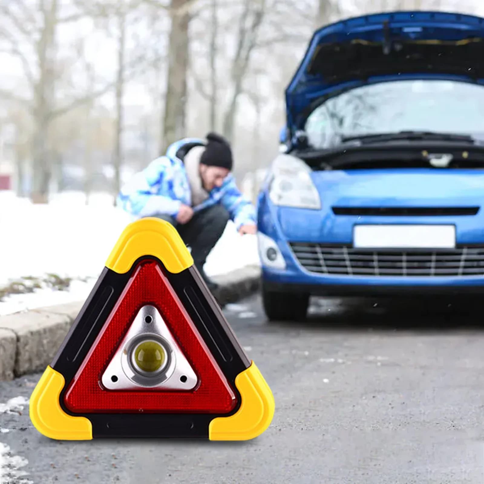 Triangolo Segnale di avvertimento Triangolo per auto LED Luce da lavoro Sicurezza stradale Lampada di allarme di guasto di emergenza Luce lampeggiante portatile a portata di mano