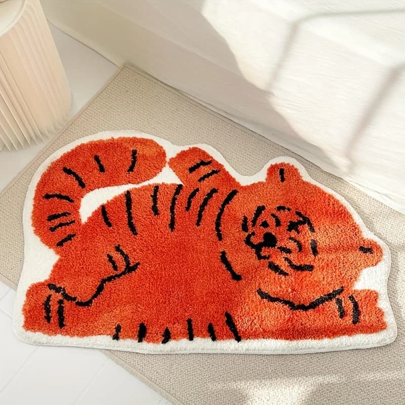 Tappeto VIKAMA Kawaii a Forma di Gatto Sdraiato, Morbido Tappetino Antiscivolo, Perfetto per Camerette, Asili Nido e Arredamento Domestico Adatto agli Animali Domestici