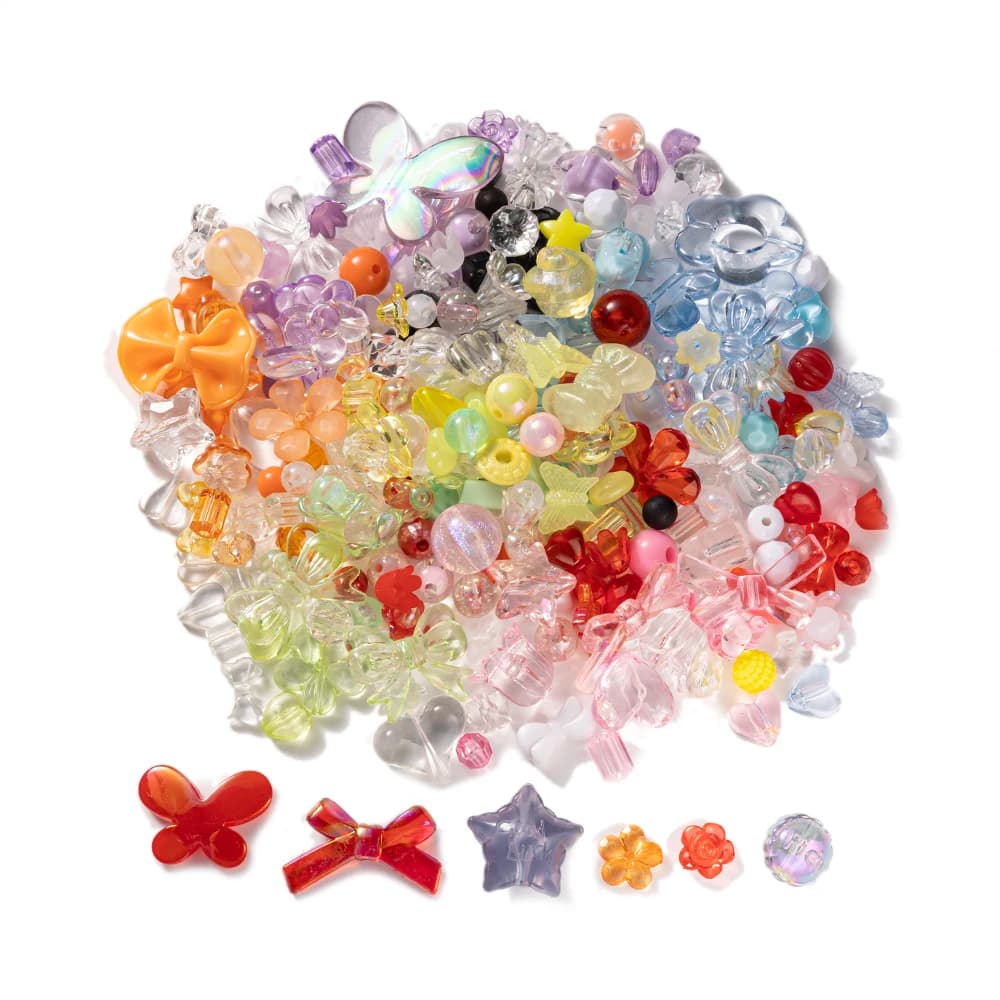 20Pcs Random Mixed Transparent Acrylic Assorted Beads Butterfly Flower DIY Handmade Bracelet Necklace Jewelry Making Accessories