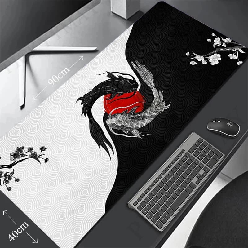 Fish 40x90cm XXL Lock Edge Mousepad tappetino da scrivania da gioco di grandi dimensioni tappetini per tastiera tappetino per Mouse tappetino da scrivania bestia per tappetino per Mouse regalo