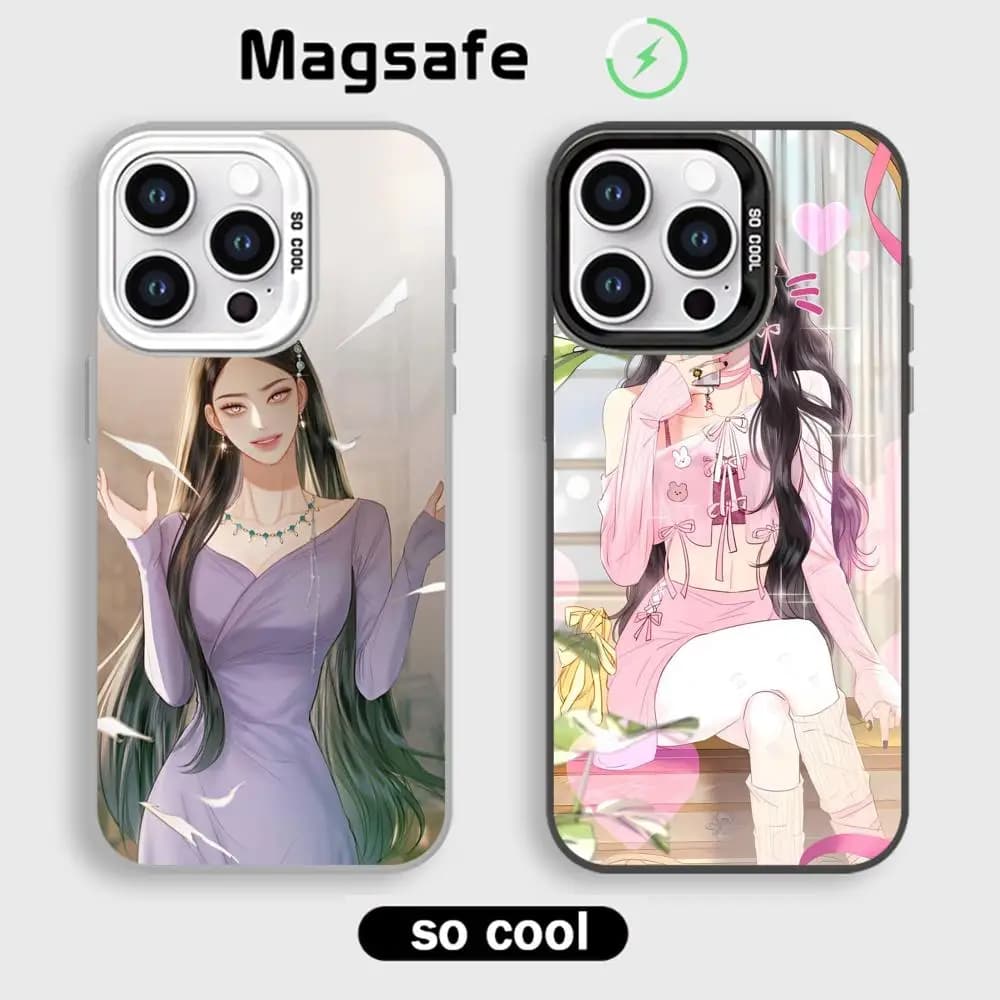 Serena manhwa Phone Case White Magnetic IMD Colorful Silver case for iPhone 17air 16e 15 14 13 12 11 Pro Max Plus