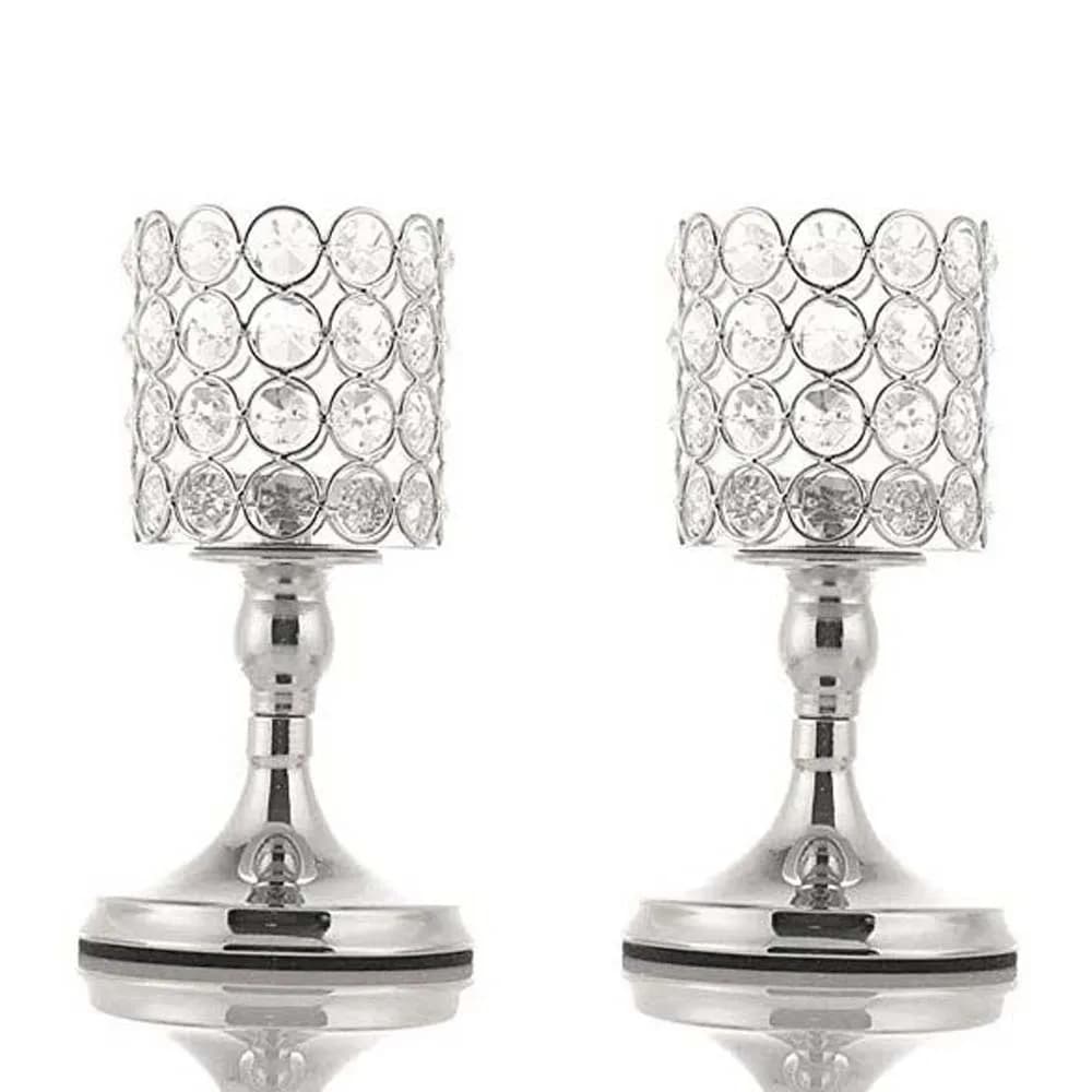 Portacandele in cristallo di metallo Candelabro romantico cavo in ferro battuto Ornamenti da tavolo Candelabri artigianali a forma di calice Natale