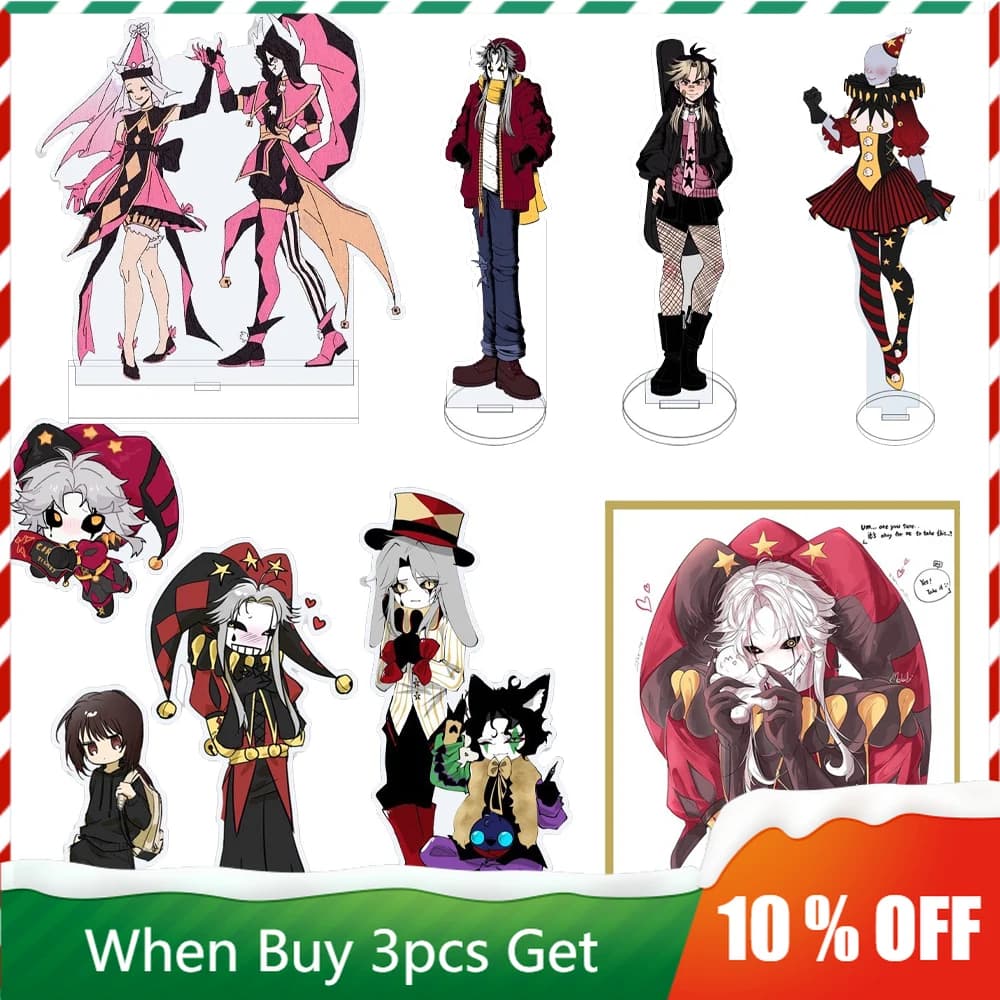 Periferiche Anime For Freak Circus: Statuetta di Pierrot in Acrilico, Carta Colorata di Pierrot, Ciondolo Acrilico Arlecchino, Giocattoli e Regali del Pagliaccio