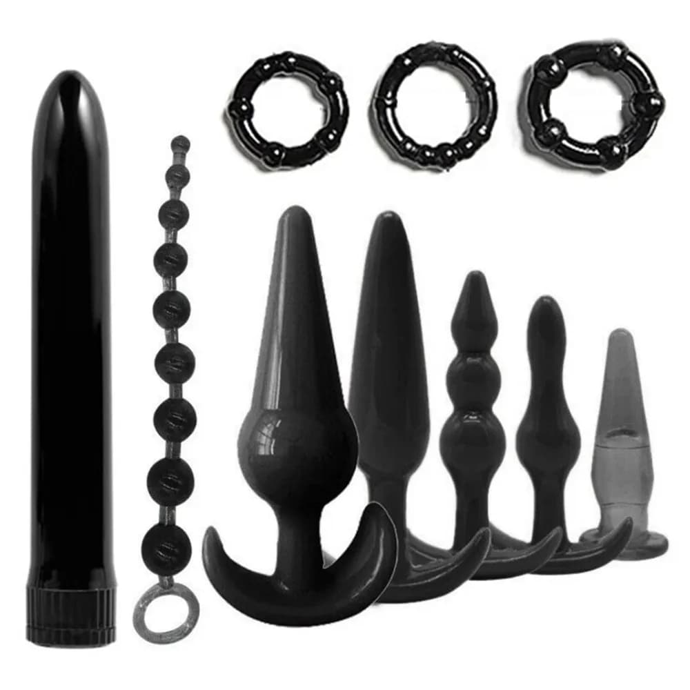 10PCS Set Mini Butt Vibrator Anal Plug Beads Sensuality Vibrating Sexual Prostate Massager BDSM Kit Sex Toys For Couples Adults