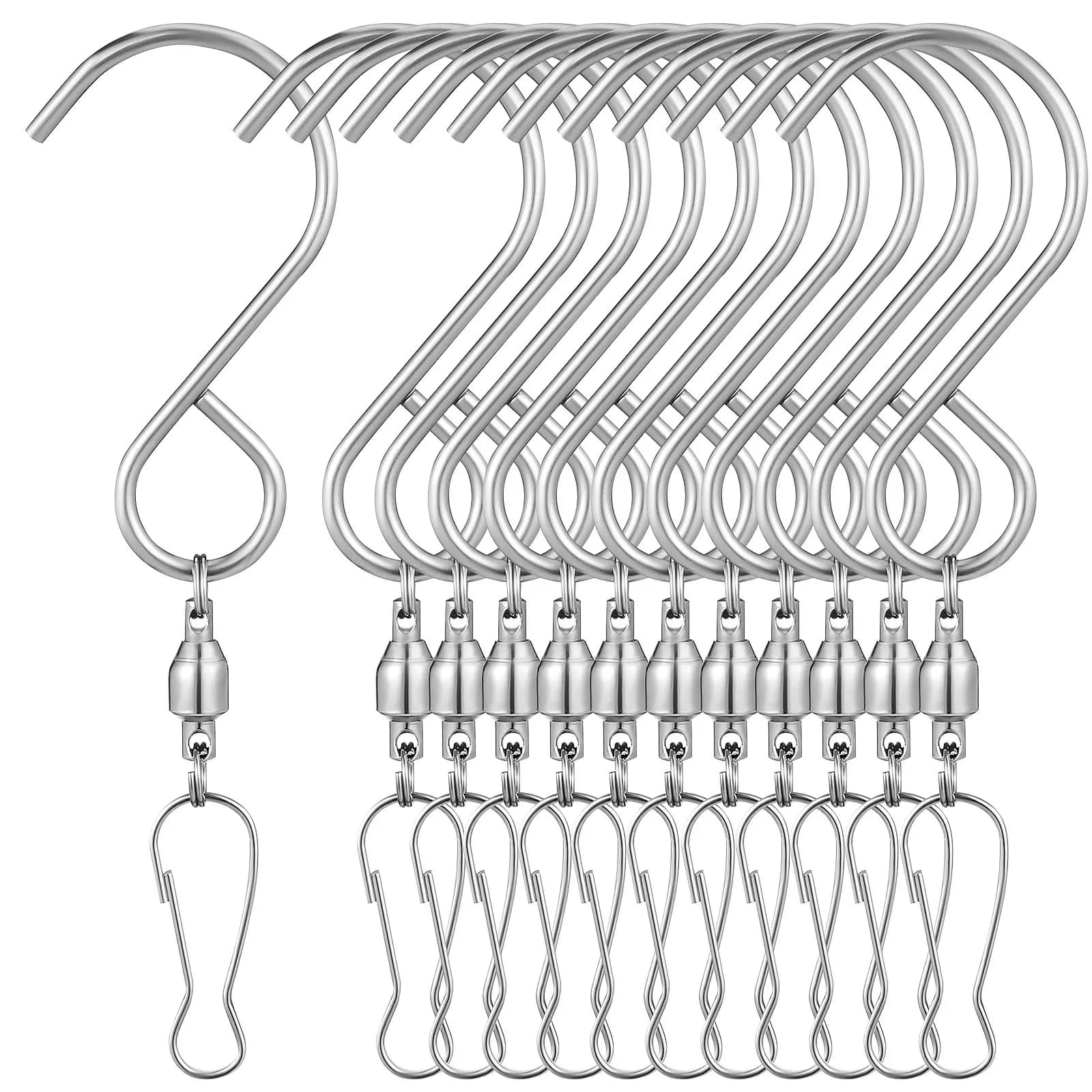 12Pcs Rotatable Swivel Hooks Stainless Steel Wind Chime Hooks for Hanging Wind Chimes Bird Feeders Flower Baskets Pendant Lights
