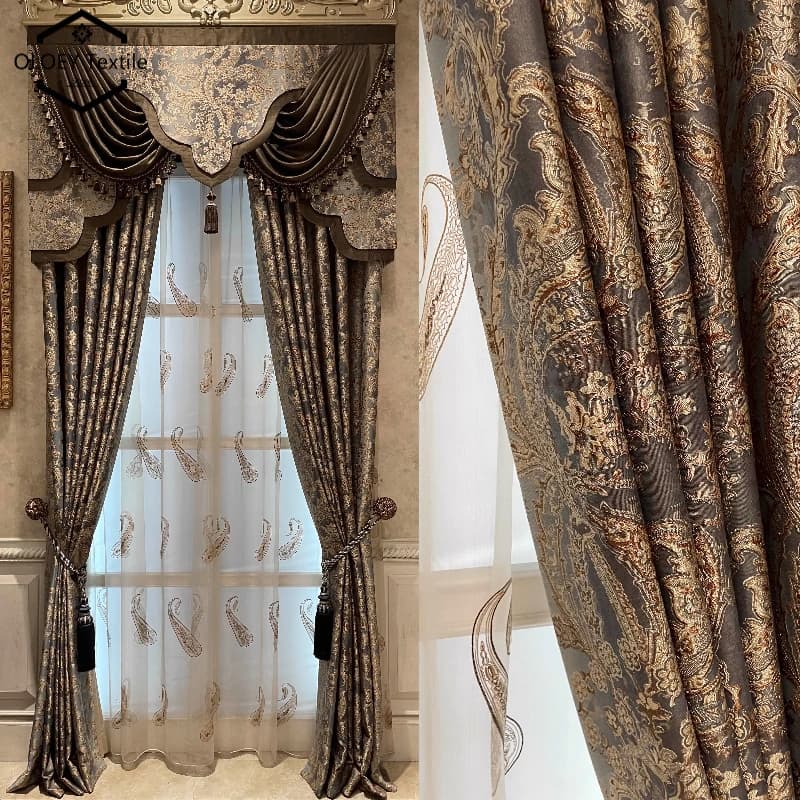 Tende ricamate barocche europee oscuranti tende jacquard in velluto stile palazzo vintage per mantovana camera da letto soggiorno villa