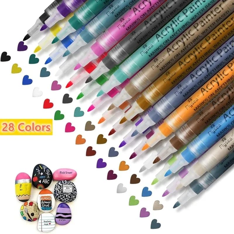 12-80Colors Skin Color Acrylic Paint Marker Pen 0.7MM/3.0MM Acrylic Art Markers Rock Glass Canvas Metal Ceramic Mug Wood Plastic