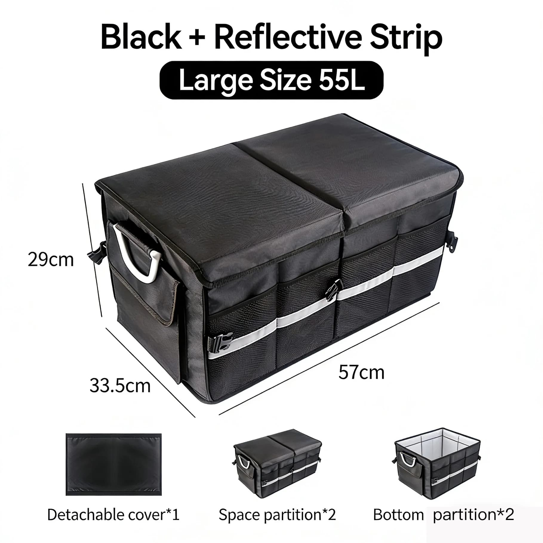 High-quality Foldable Vehicle Cargo Storage Box Car Trunk Organizer with Lid Car Oxford Fabric Container Box