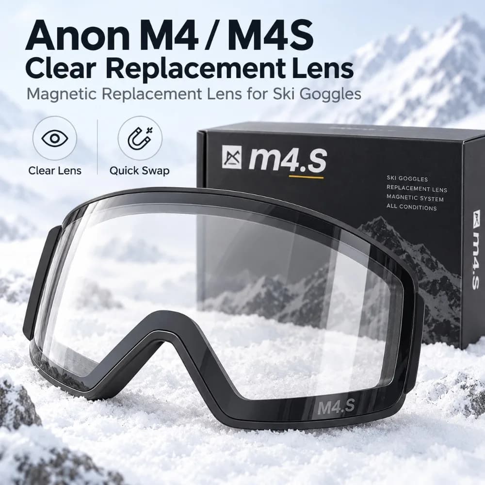 Anon M4/M4S Clear Replacement Lens - Magna-Tech Magnetic Ski & Snowboard Goggle Lens for Night Riding & Low Light Visibility