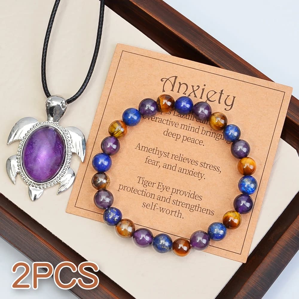 2 pcs/set bracelet and necklace with 8 mm beads for women curing crystal bracelet to relieve anxiety