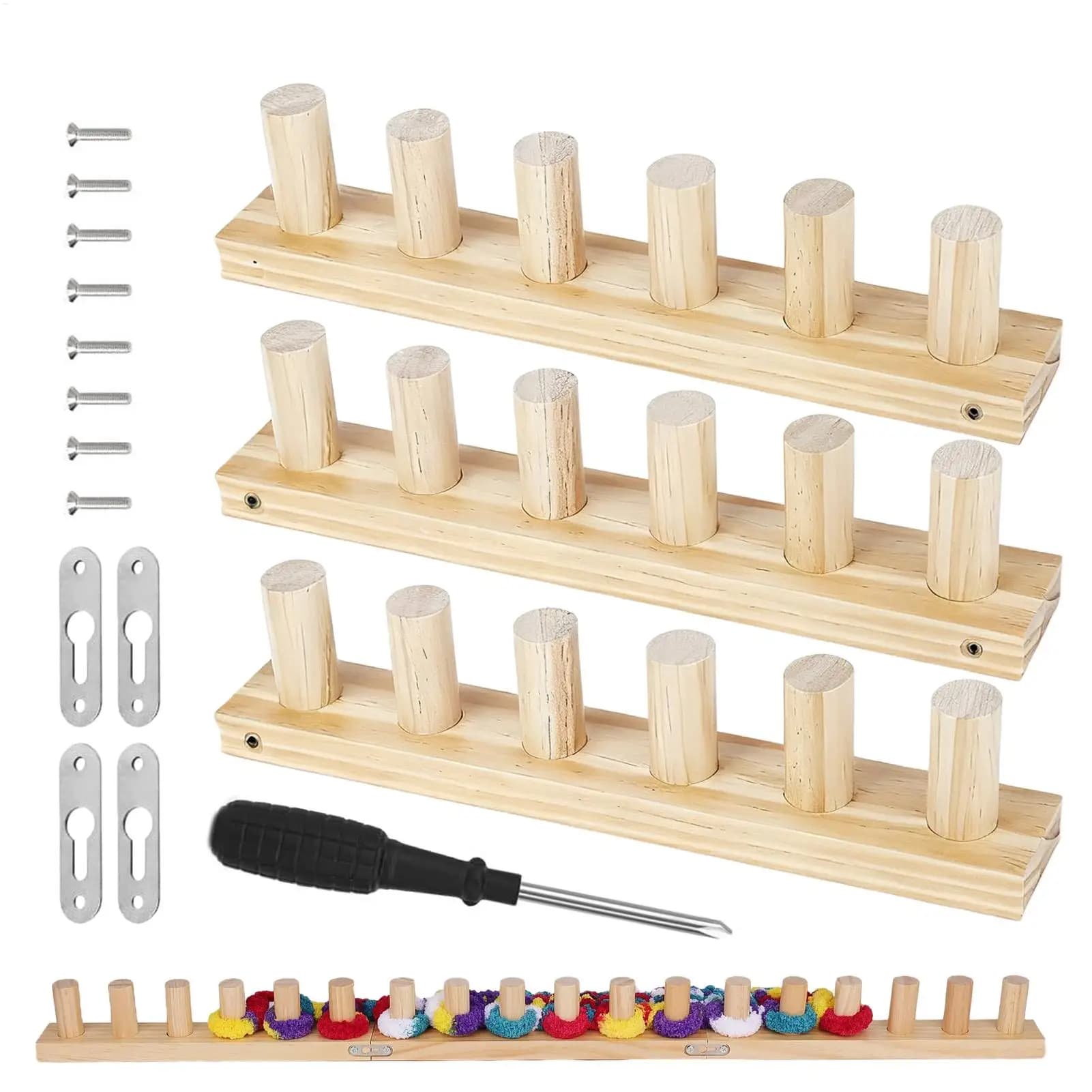 90cm Chunky Blanket Loom Kit Wooden Weaving Loom DIY Craft Tool Large Yarn Knitting Machine for Beginners Adults Kids Handmade