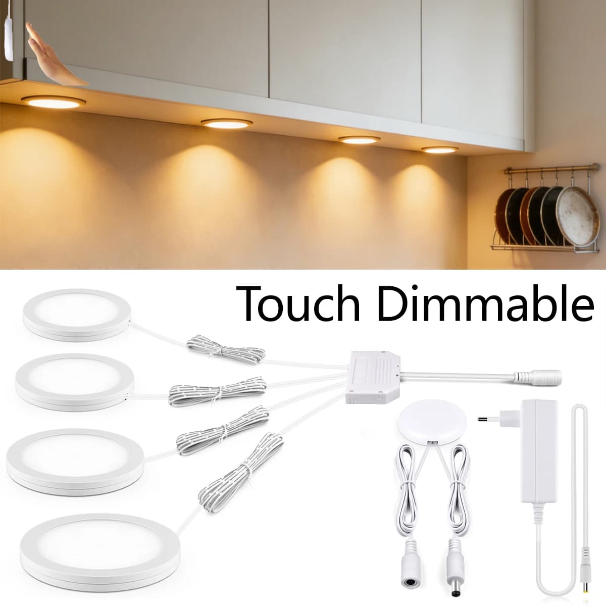 Luci a disco a LED super sottili con sensore di scansione manuale e interruttore dimmerabile touch 12V 5W plafoniera armadio guardaroba illuminazione notturna