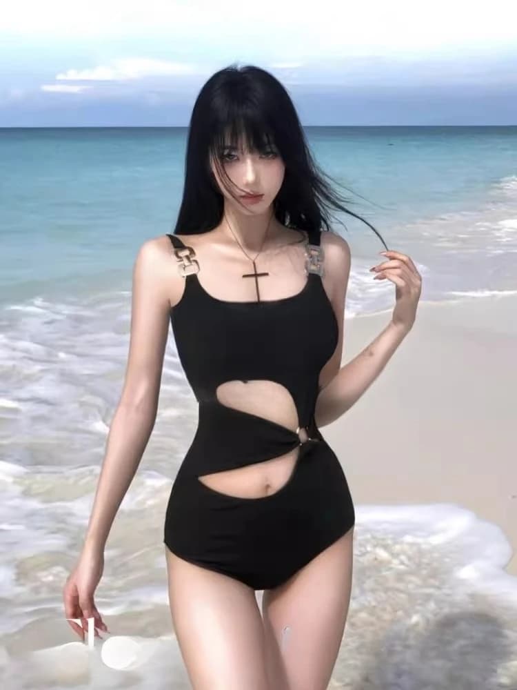High waist full waist swimsuit with American neckline, boho style, sexy push-up monokini with women's belly control