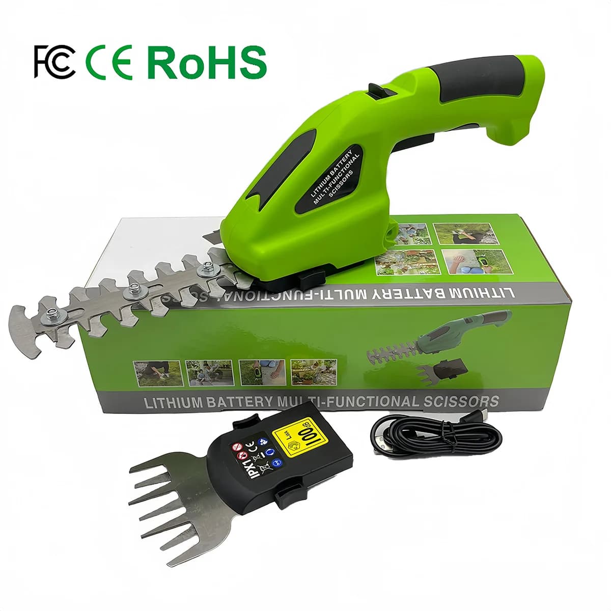 Electric fence shears, dual purpose rechargeable shears, lithium batteries, hedges with one hand, gardening tools