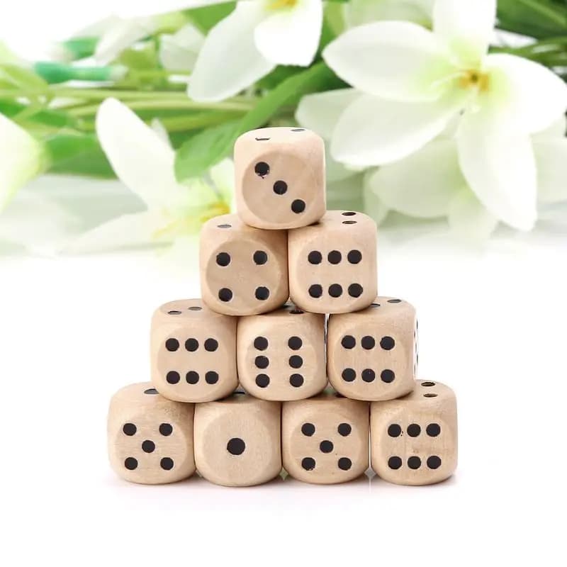10 pz dadi legno 6 facce D6 facce dadi 14mm numero digitale cubi angolo tondo per giocattoli educativi per bambini giochi da