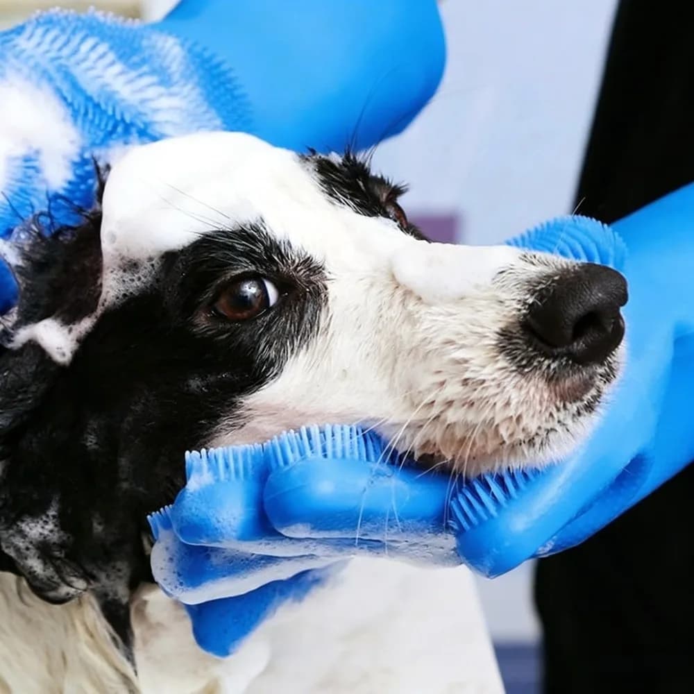 Set di 6 Guanti in Silicone per il Bagno di Cani e Gatti, Spazzola Massaggiante Morbida, Spazzolino da Denti per Cani, Impermeabile, per la Rimozione del Pelo e il Lavaggio degli Animali Domestici