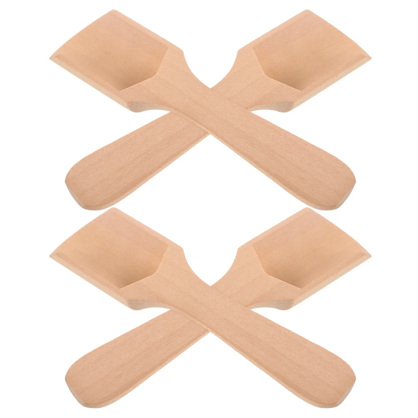 4Pcs Wooden Salt Spoon Set Compact Multi-Function Tea Scoop for Coffee Milk Powder Sugar Seasoning Spices Kitchen Outdoor Use