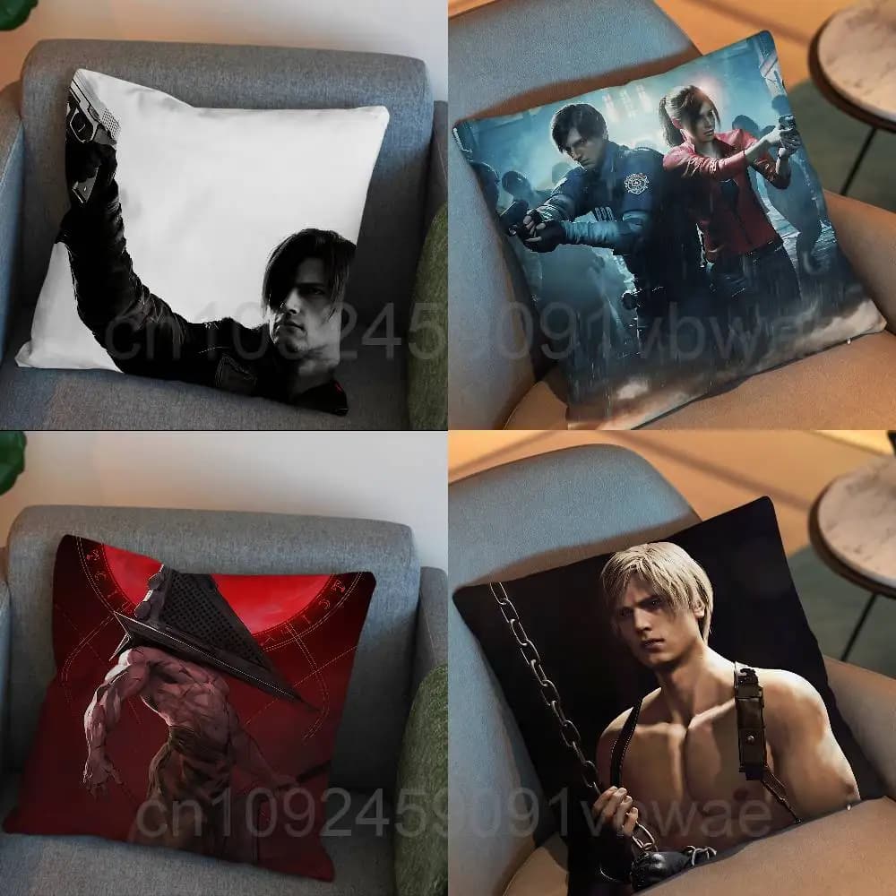 Fodera per cuscino decorativa Leon Kennedy Resident Evil, adatta per divano, auto, camera da letto, cuscini da ufficio