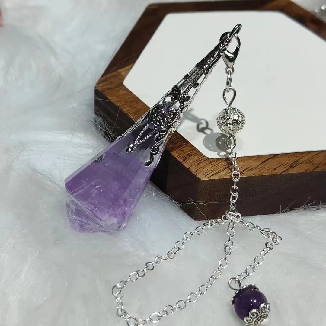 Beginner Vintage Faceted Drop Ametrine Pendulum Pendant Natural Purple Energy Crystal Necklace Jewelry Wholesale