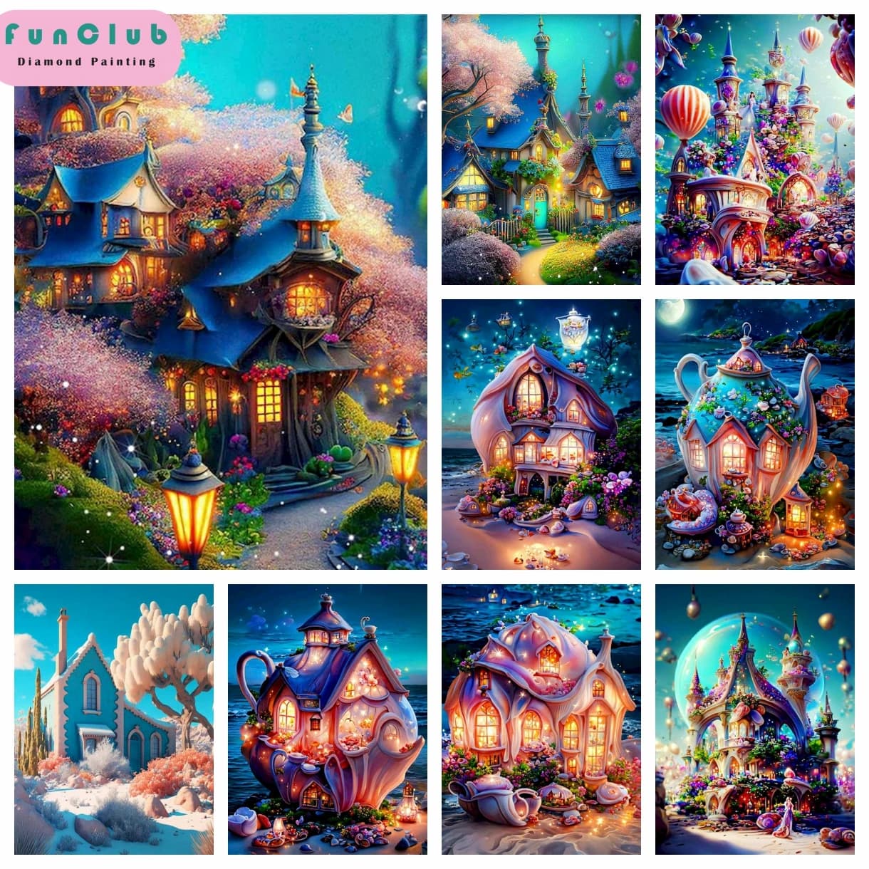 5D DIY Diamond Painting Fantastic Castle Landscape Cross Stitch Kit HandCraft Mosaic Hobby Rhinestones Gifts Wall Art Home Decor