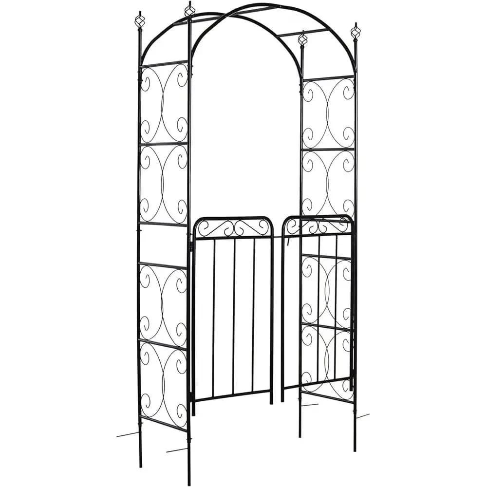 Arco da Giardino da 84 Pollici con Cancello, Traliccio Metallico, Arco per Piante Rampicanti, Decorazione per Cerimonie Nuziali, Lourishes & Arrow