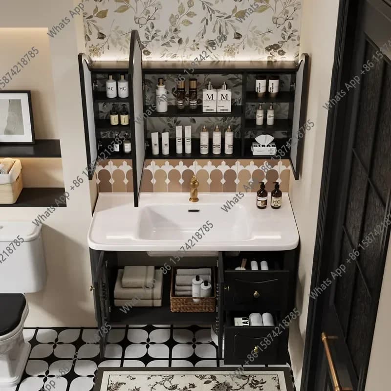 Mobili da Bagno con Specchio, Cassetti Vintage, Mobile Lavabo, Toelette, Mobile Intrattenimento, Arredamento di Tendenza