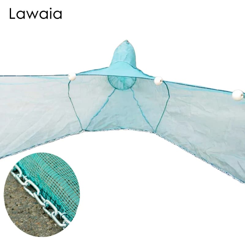 Lawaia 10m rete da pesca granchio catena di ferro ciondolo pieghevole pesce gamberetti cattura rete di pesca galleggianti trappola per granchi per recinzione stagno del fiume