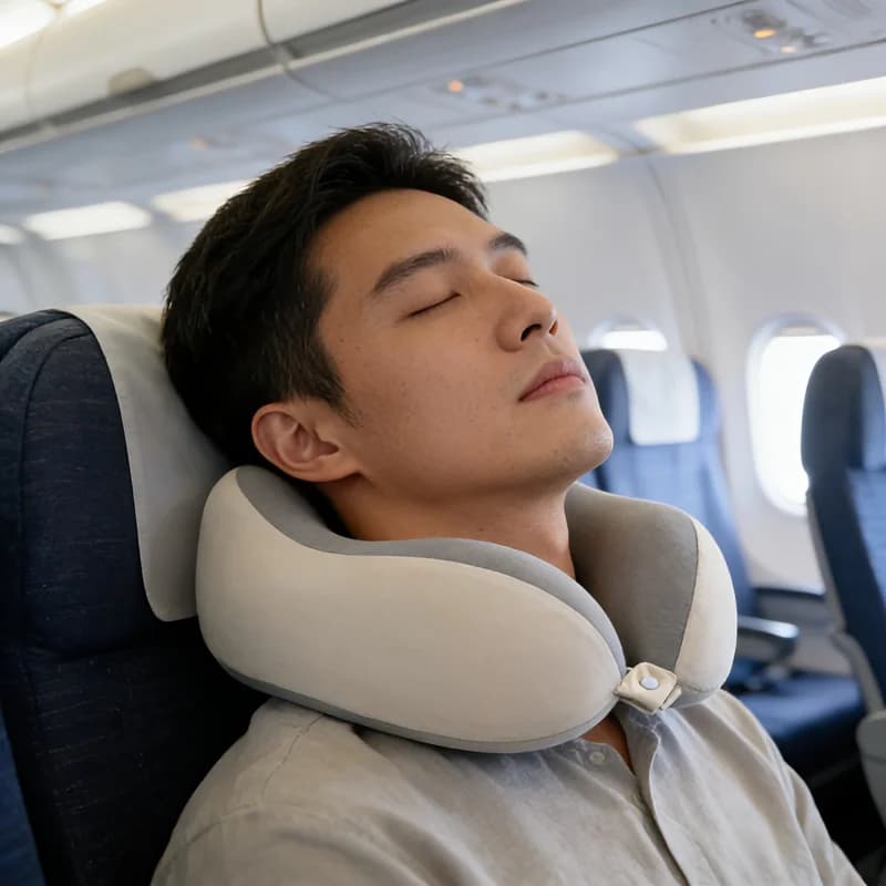Cuscino ergonomico a forma di U per il collo, adatto per riposini in ufficio e viaggi, realizzato in memory foam, con fodera rimovibile.