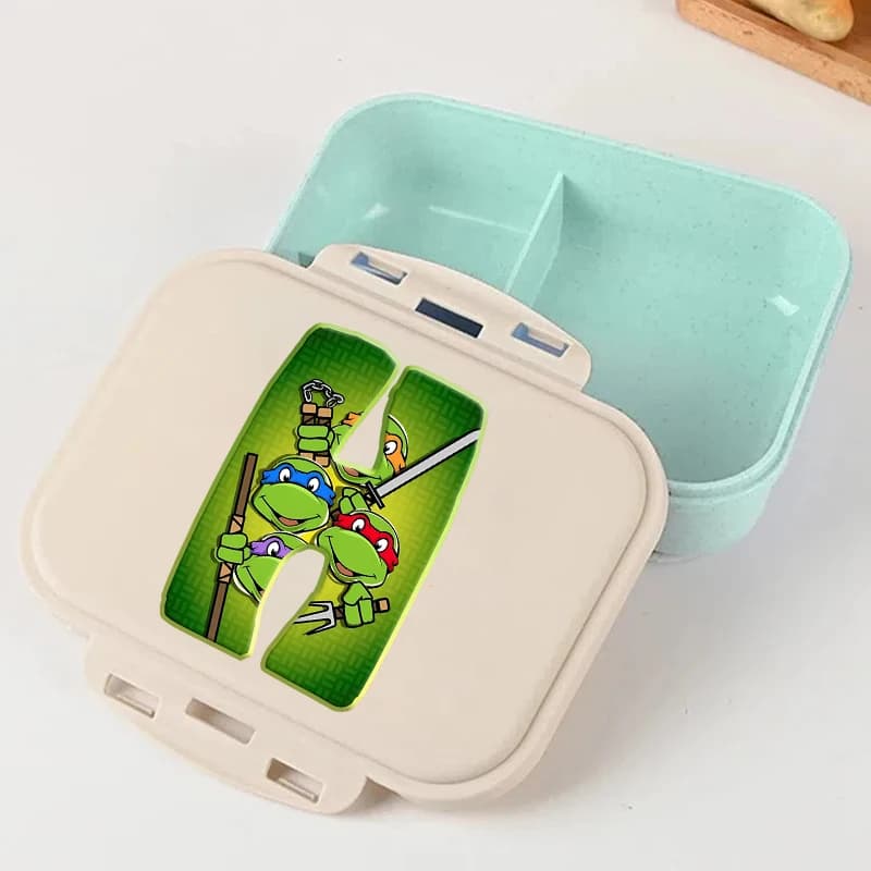 Contenitore per il pranzo Teenage Mutants Ninjas Turtles con lettere dalla A alla Z, contenitori per alimenti, per bambini, scuola, picnic, bento, ufficio, cena, regalo
