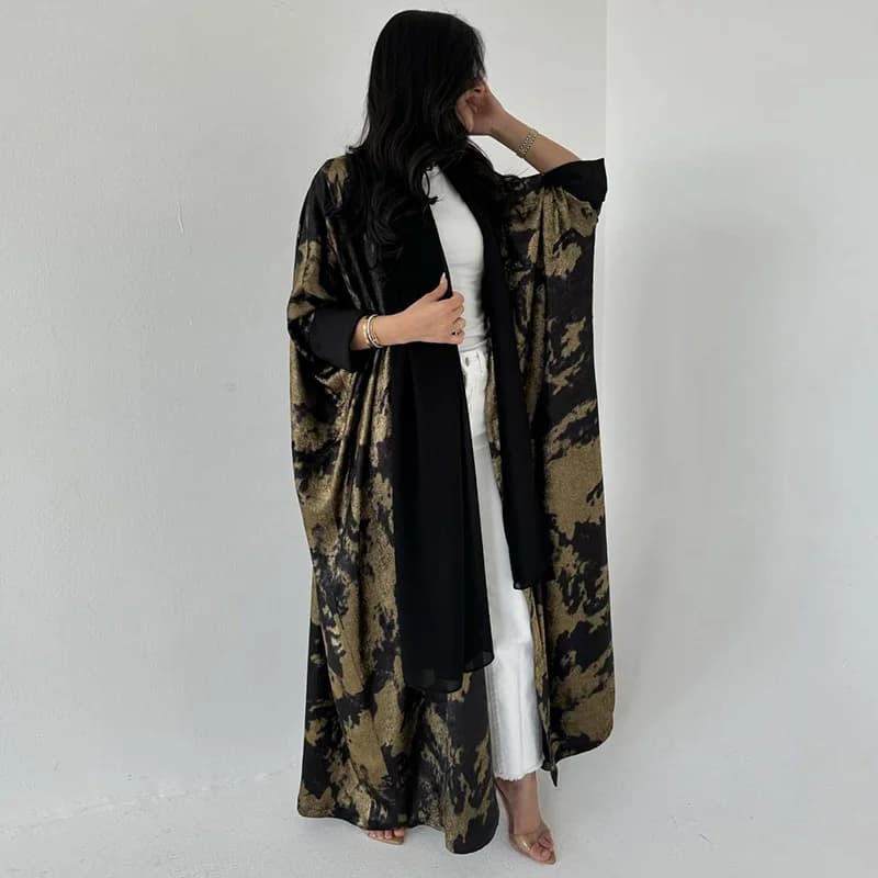 Giacca a vestaglia cardigan con stampa a caldo da donna musulmana di fascia alta e atmosferica adatta per indossare ogni cena