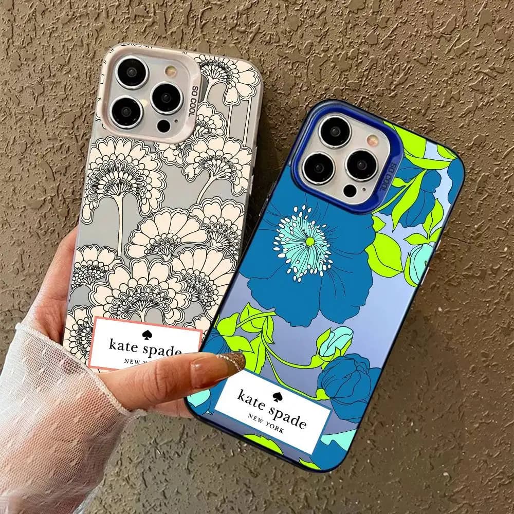 K-Kate S-Spade Flower Phone Case for iPhone 17 16 15 14 13 12 11 Pro Max Plus Pro Colorful Case