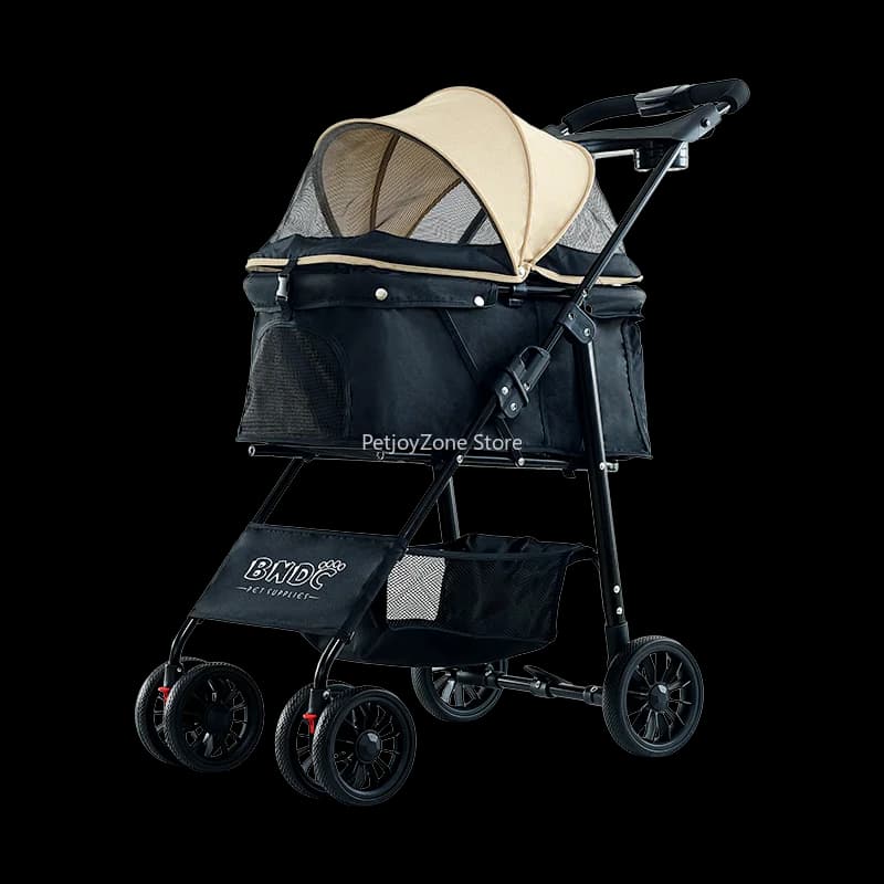 Passeggino per Cani con Tavolino, Economico, a 3 Ruote, Piccolo, Medio, Grande, con Due Trasportini per Gatti, Carrello per Animali Domestici