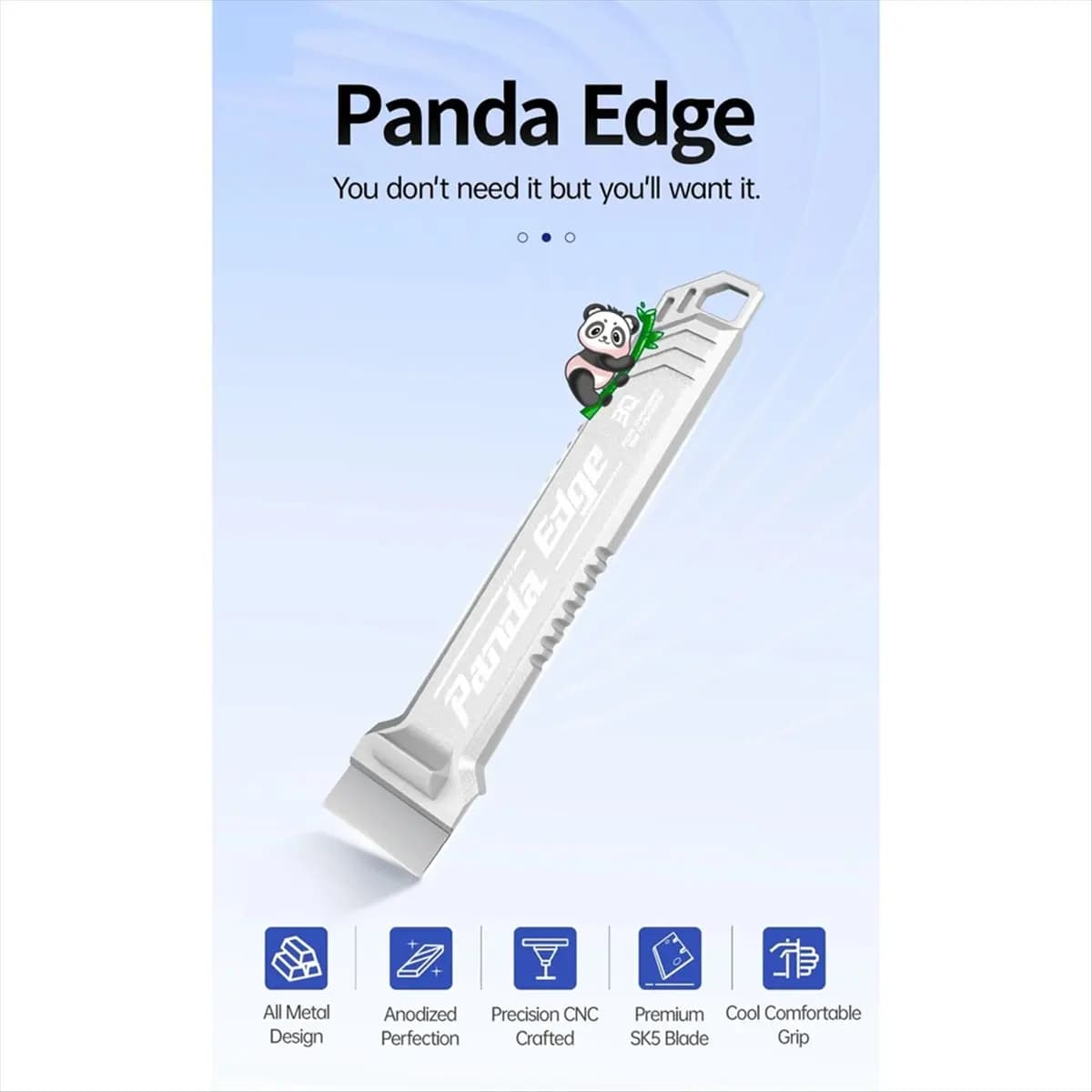 M85K Panda Edge Raschietto per stampante 3D Pala per strumento di pulizia lama SK5 lavorata a CNC interamente in metallo per