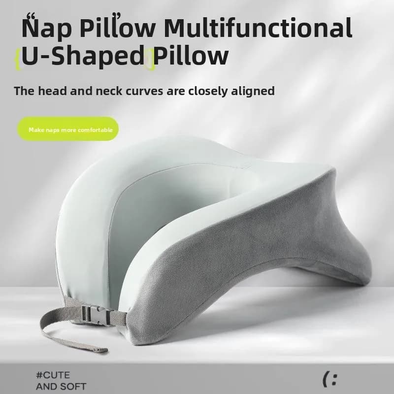 Memory Foam U-Shaped Neck Pillow for Office Nap Adjustable Support Hardness Breathable Design Not Support Adult Use