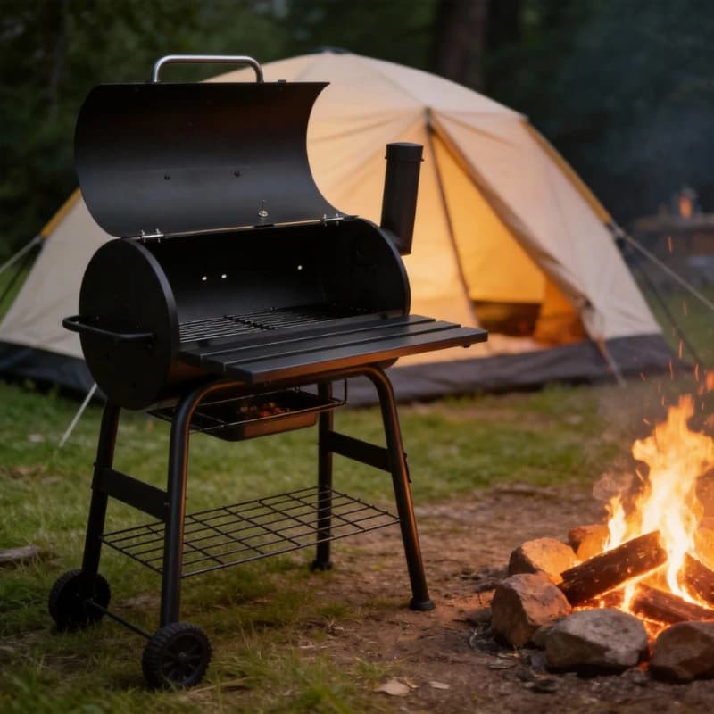 Large Simple Carbon Grid for Exterior, Drum Ring for Camping, Courtyard, Patio, Garden, Tailgating