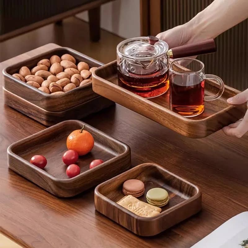 High Quality Wooden Fruit Plate Acacia Dry Fruit Plate Snack Tray For Refreshment For Home Organizer Of Walnut Boxes