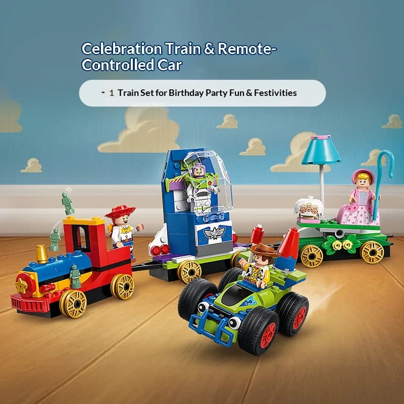 Lego Blocks Serie Disney 43264 Toy Story Treno per le feste e auto telecomandata Giocattolo da costruzione per bambini, regalo