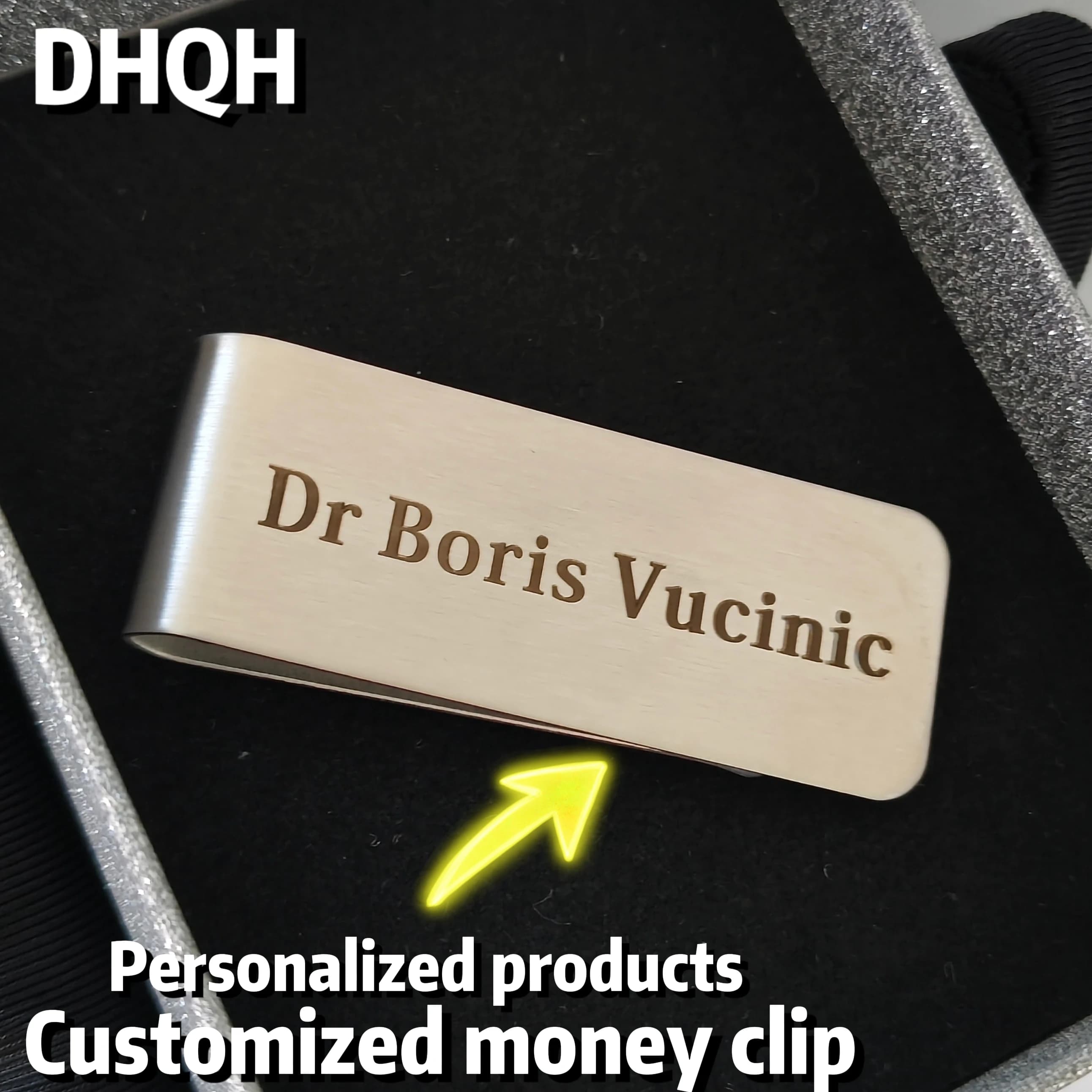 DHQH New Customized Name/Letter Money Clip Personalized Engraving Name/Logo Money Clip Bank Card Wallet Decoration Festival Gift